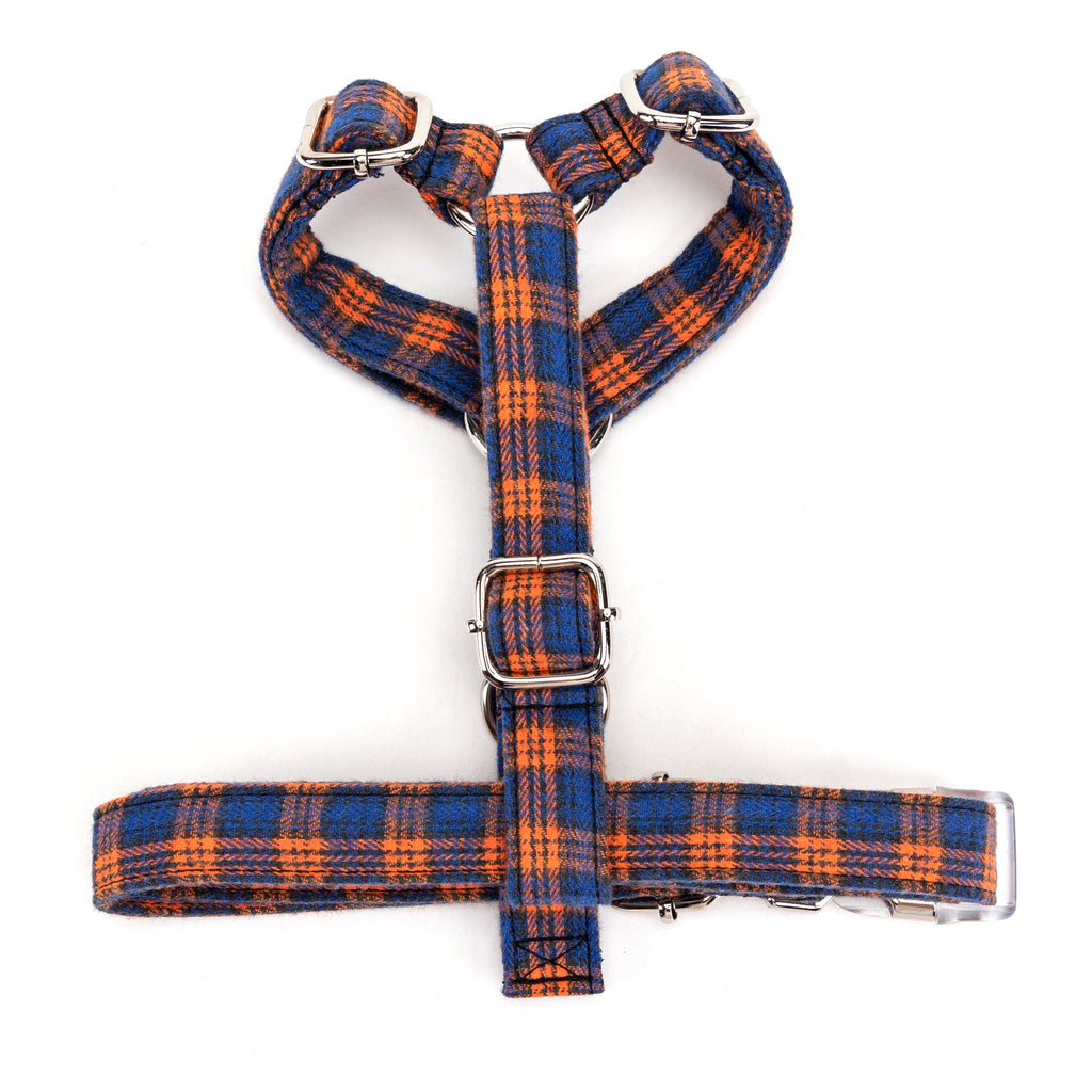 100% Cotton Adjustable No Pull Dog Harness MacDonald Orange & Blue BOTTOM