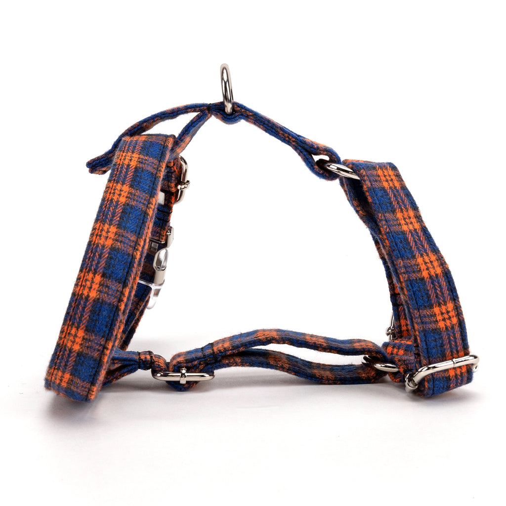 100% Cotton Adjustable No Pull Dog Harness MacDonald Orange & Blue MAIN