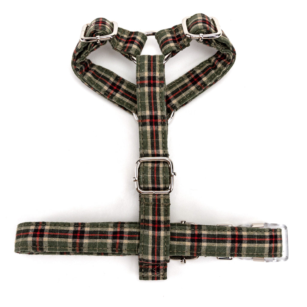 100% Cotton No Pull Dog Harness MacPherson Hunting Green BOTTOM