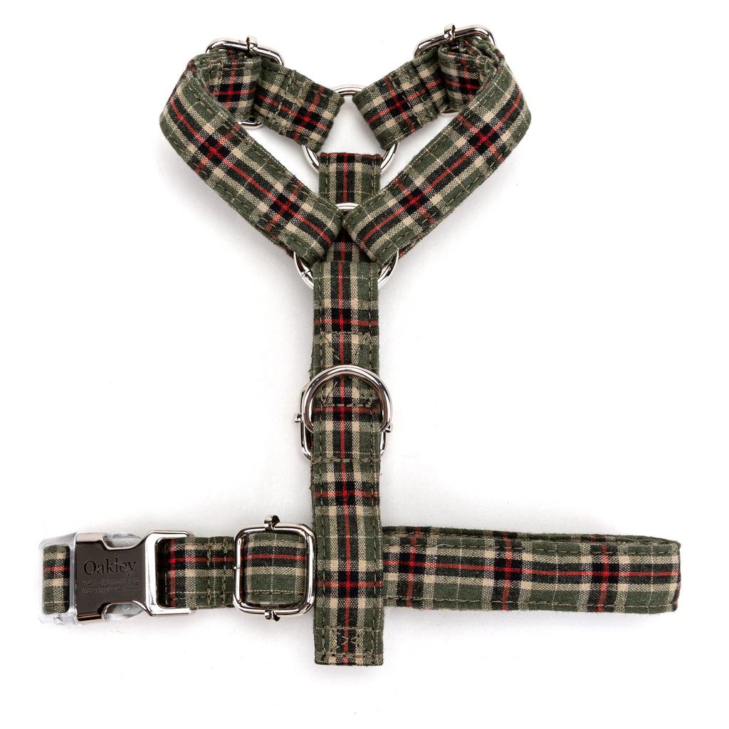 100% Cotton No Pull Dog Harness MacPherson Hunting Green TOP