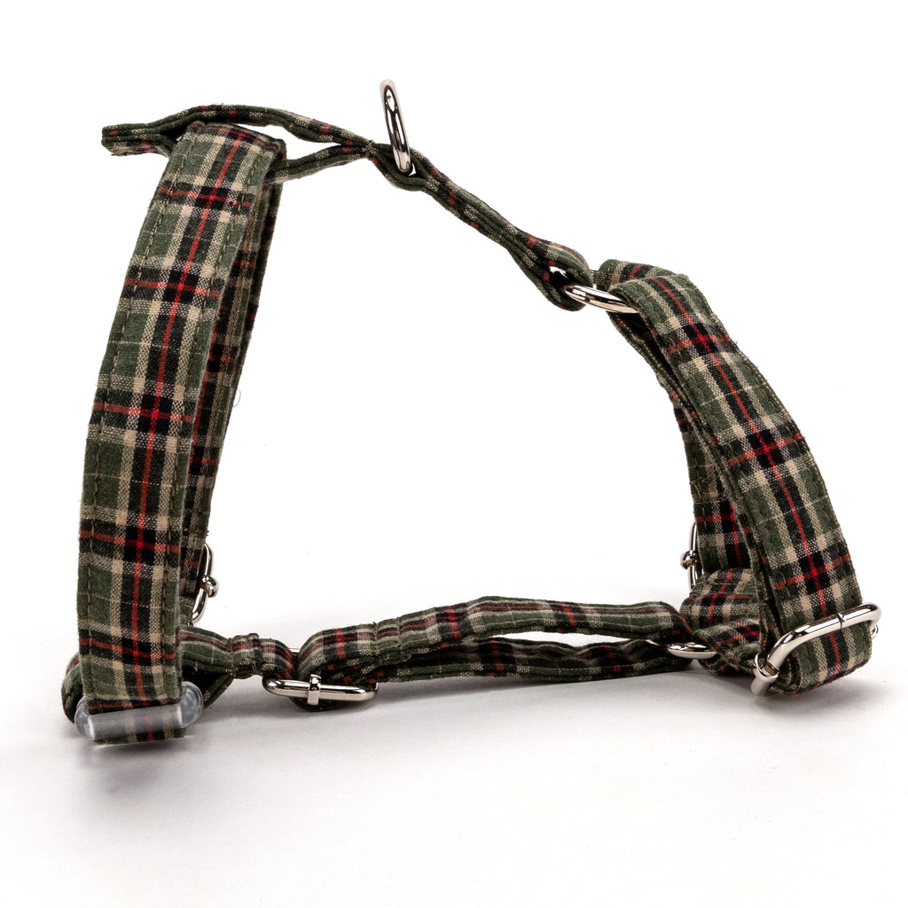 100% Cotton No Pull Dog Harness MacPherson Hunting Green MAIN