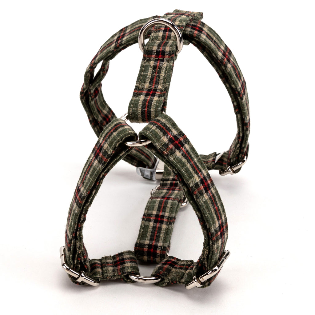 100% Cotton No Pull Dog Harness MacPherson Hunting Green BACK