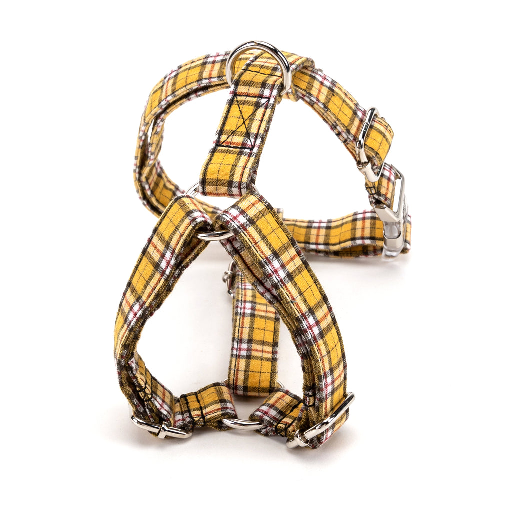 100% Cotton No Pull Dog Harness MacPherson Hunting Yellow BACK