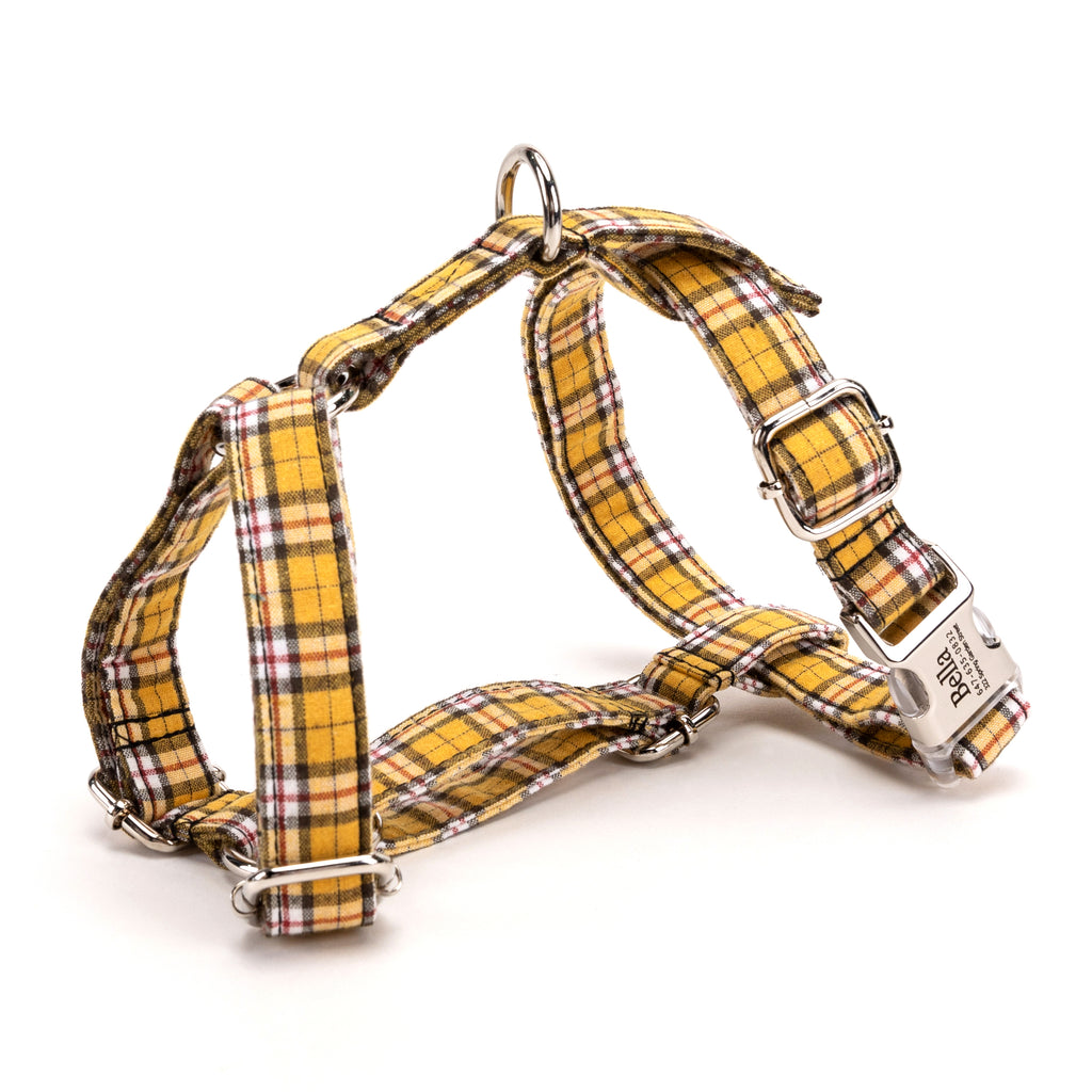 100% Cotton No Pull Dog Harness MacPherson Hunting Yellow SIDE