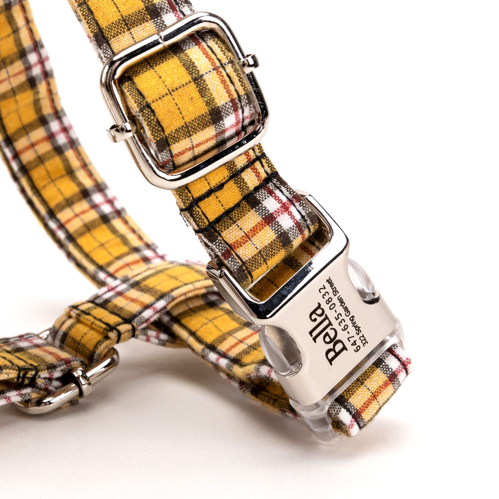 100% Cotton No Pull Dog Harness MacPherson Hunting Yellow BUCKLE