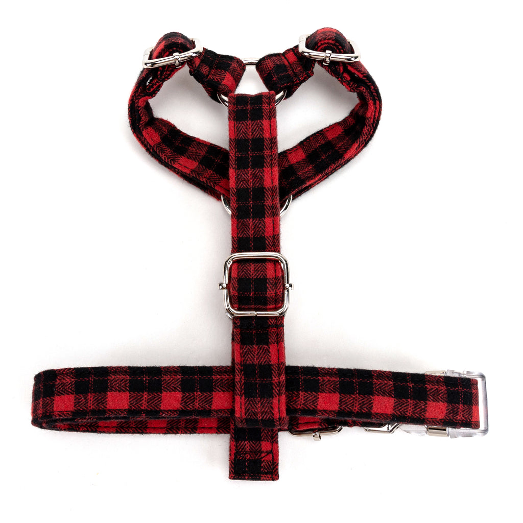 100% Cotton Adjustable No Pull Dog Harness Black Watch Red BOTTOM