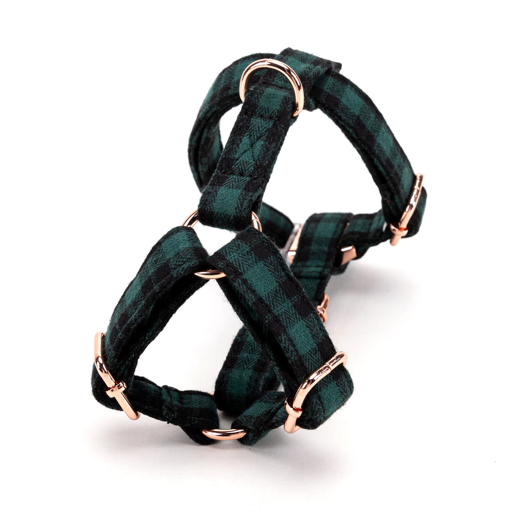 100% Cotton Adjustable No Pull Dog Harness Black Watch Army back