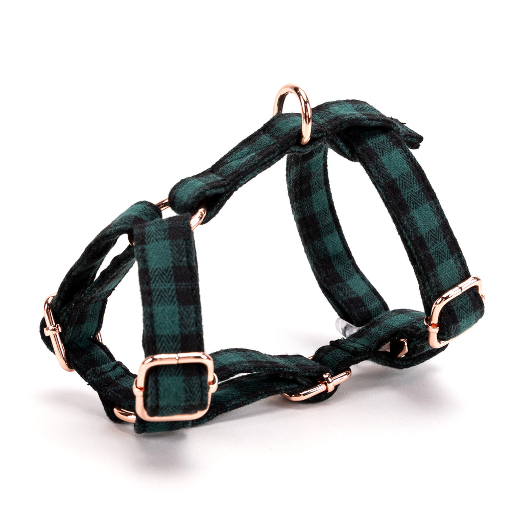 100% Cotton Adjustable No Pull Dog Harness Black Watch Army side