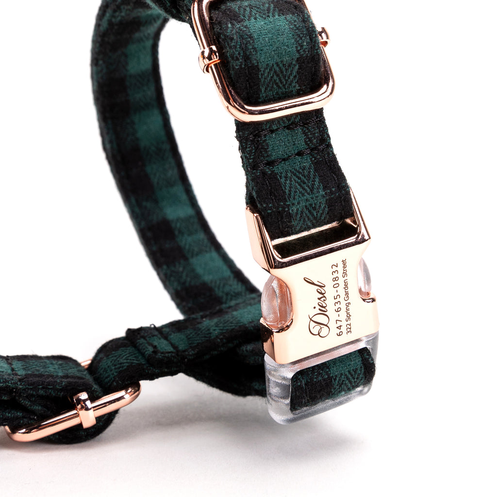 100% Cotton Adjustable No Pull Dog Harness Black Watch Army buckle