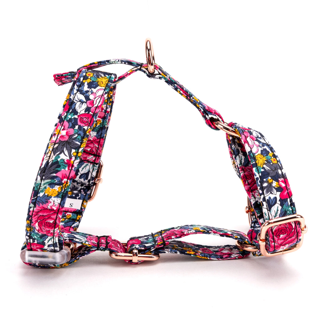 100% Cotton Adjustable No Pull Dog Harness Blossom Blue main