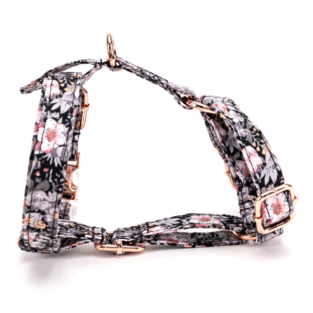 100% Cotton Adjustable No Pull Dog Harness Blossom Grey main