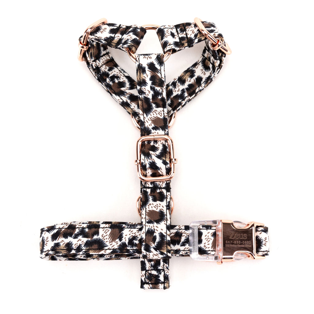 100% Cotton Adjustable No Pull Dog Harness Leopard Brown top
