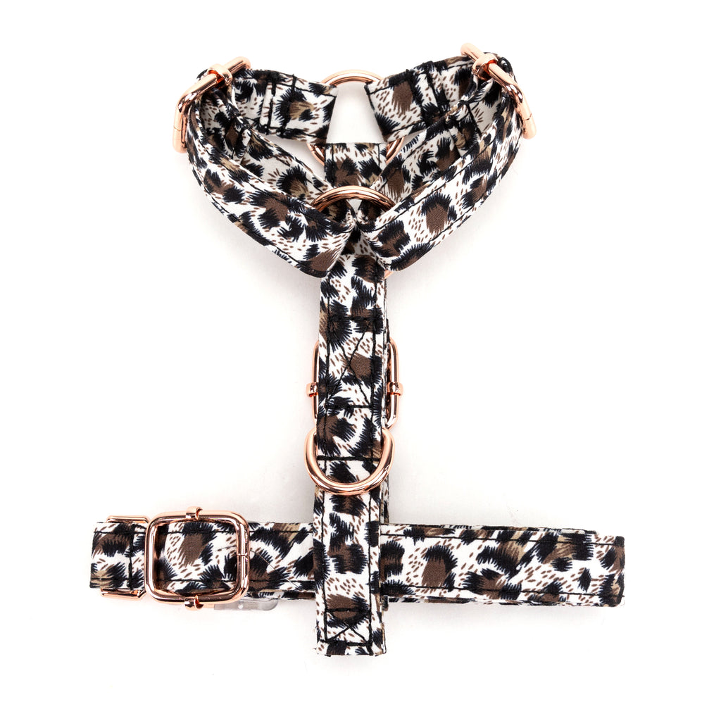 100% Cotton Adjustable No Pull Dog Harness Leopard Brown bottom