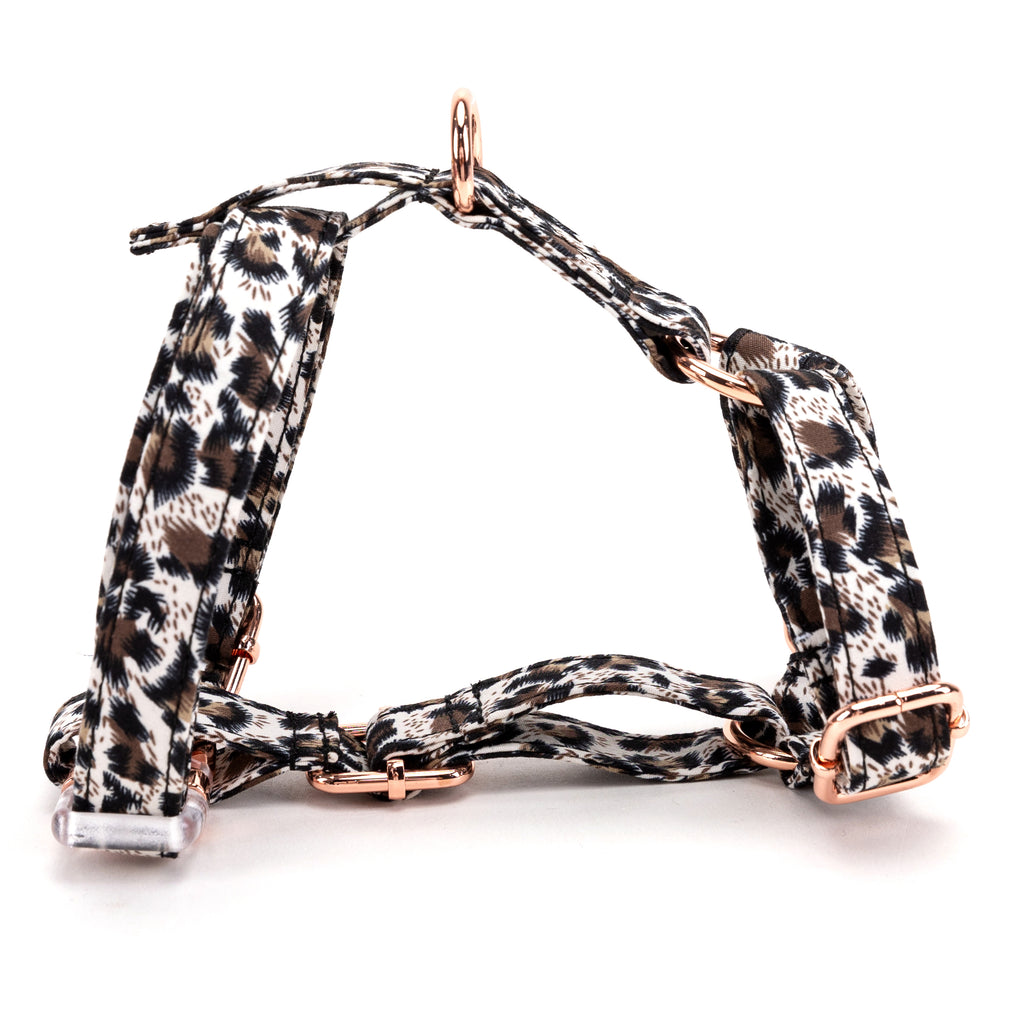 100% Cotton Adjustable No Pull Dog Harness Leopard Brown main