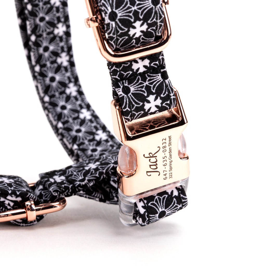 100% Cotton Adjustable No Pull Dog Harness Chrome Hearts Black buckle