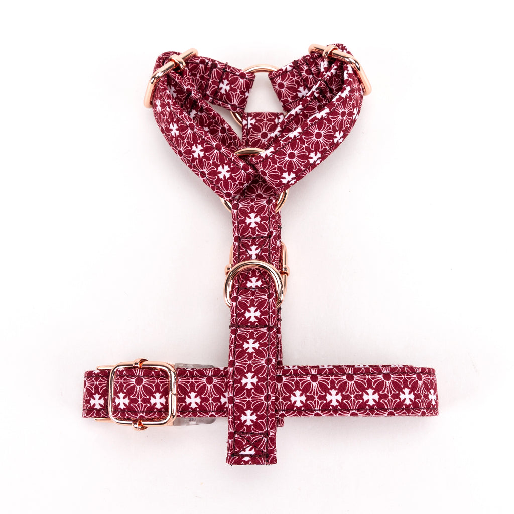 100% Cotton Adjustable No Pull Dog Harness Chrome Hearts Red bottom