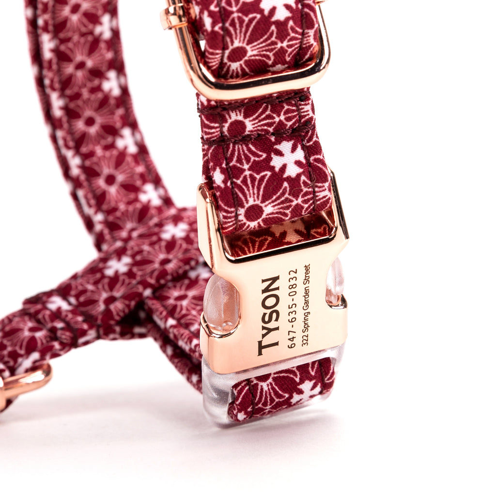 100% Cotton Adjustable No Pull Dog Harness Chrome Hearts Red buckle