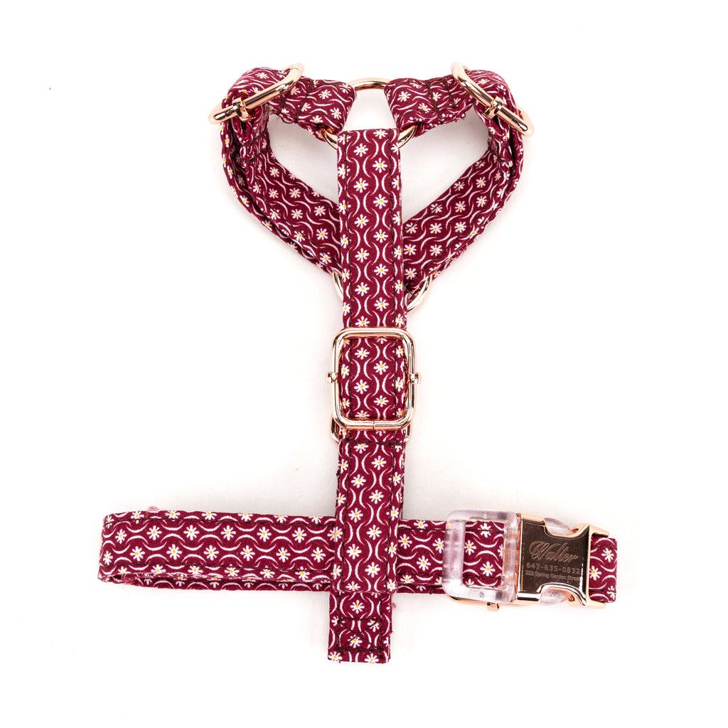 100% Cotton Adjustable No Pull Dog Harness Heritage Red top