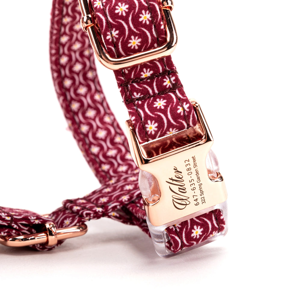 100% Cotton Adjustable No Pull Dog Harness Heritage Red buckle