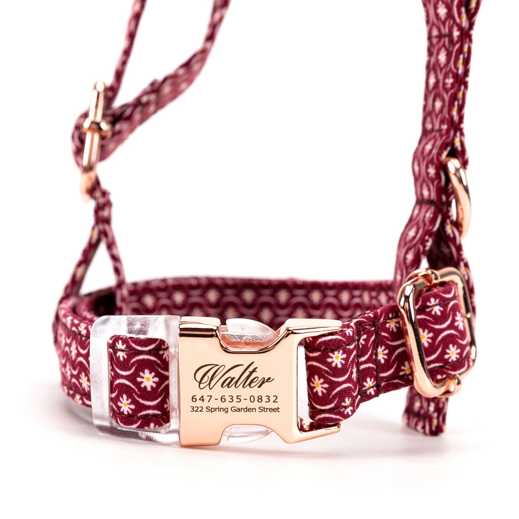 100% Cotton Adjustable No Pull Dog Harness Heritage Red front