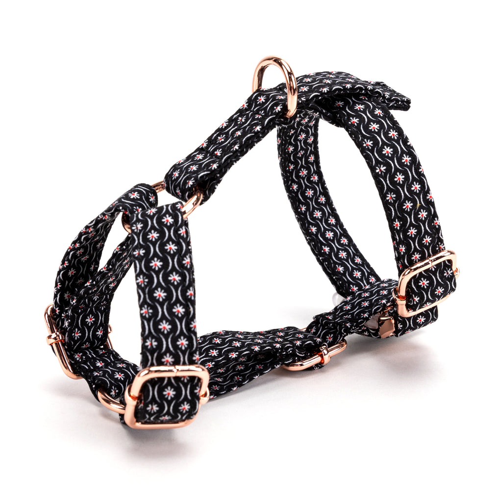 100% Cotton Adjustable No Pull Dog Harness Heritage Black side