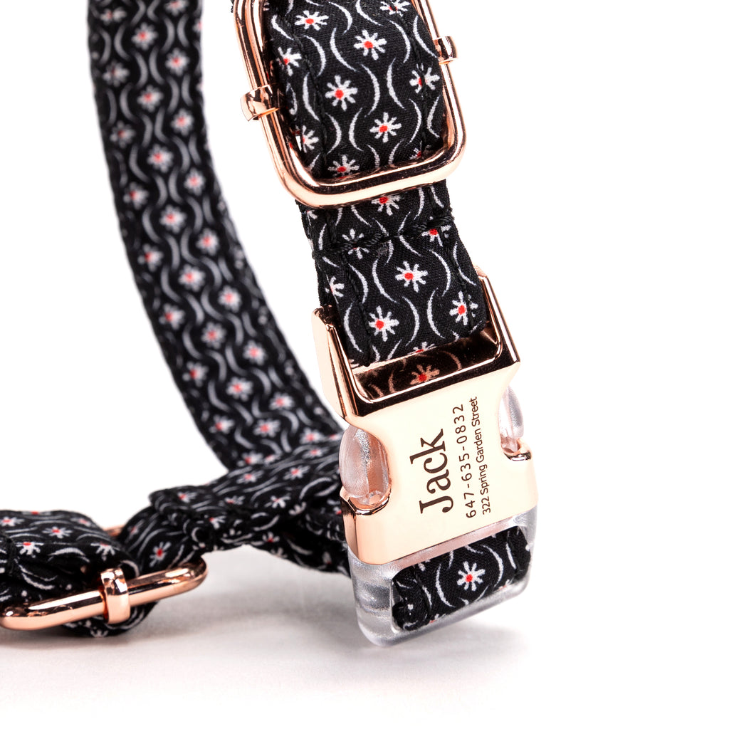 100% Cotton Adjustable No Pull Dog Harness Heritage Black buckle