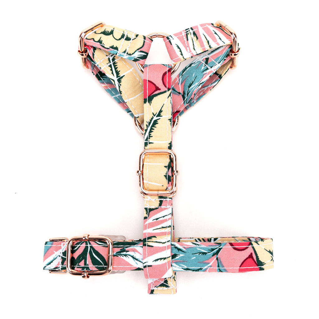 100% Cotton Adjustable No Pull Dog Harness Romantic Rose bottom