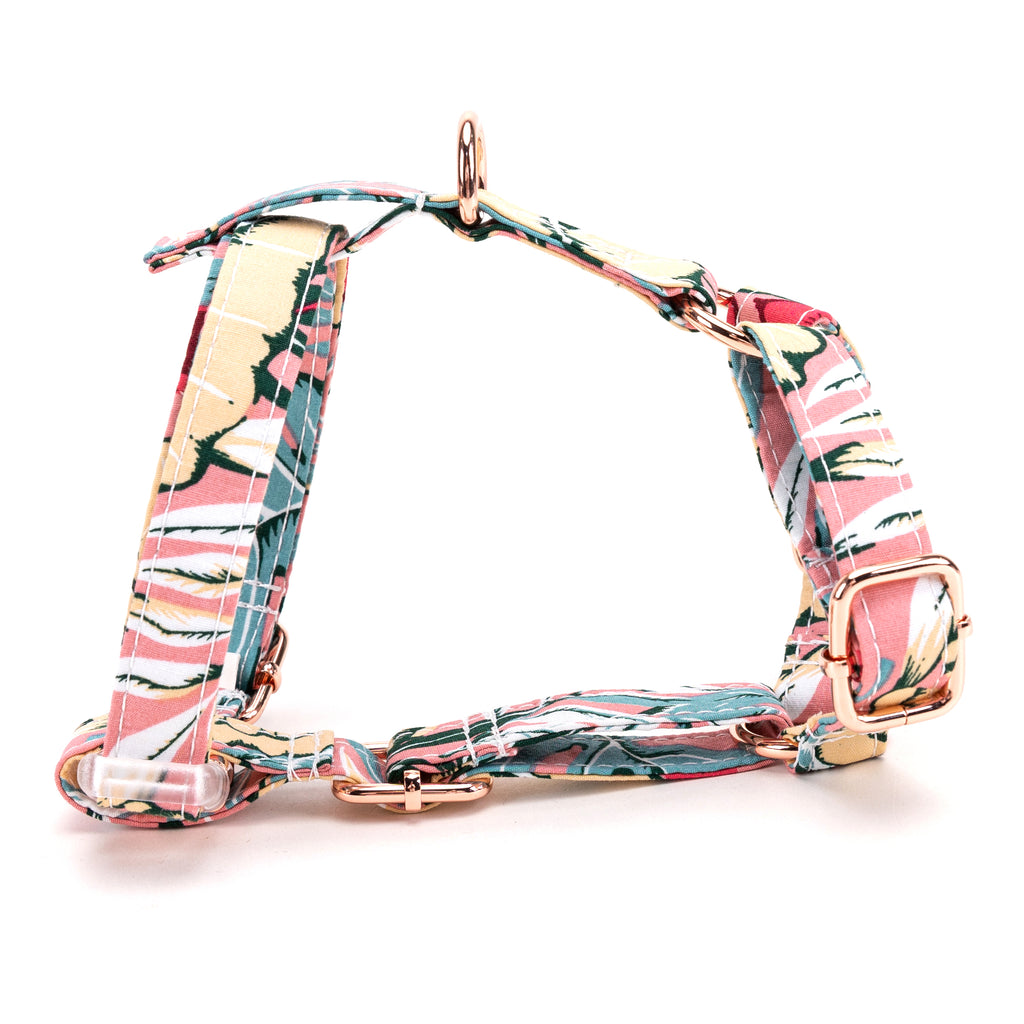 100% Cotton Adjustable No Pull Dog Harness Romantic Rose main