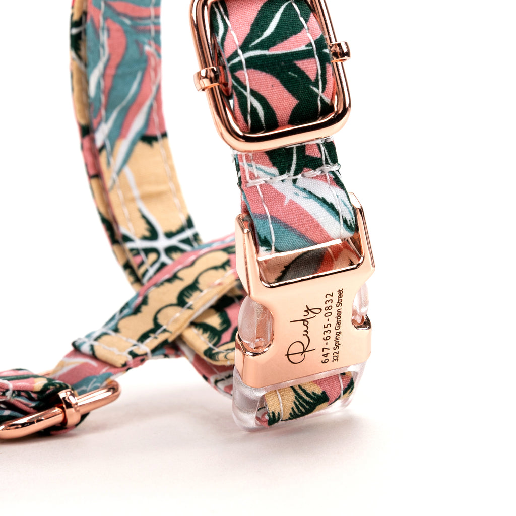 100% Cotton Adjustable No Pull Dog Harness Romantic Rose buckle