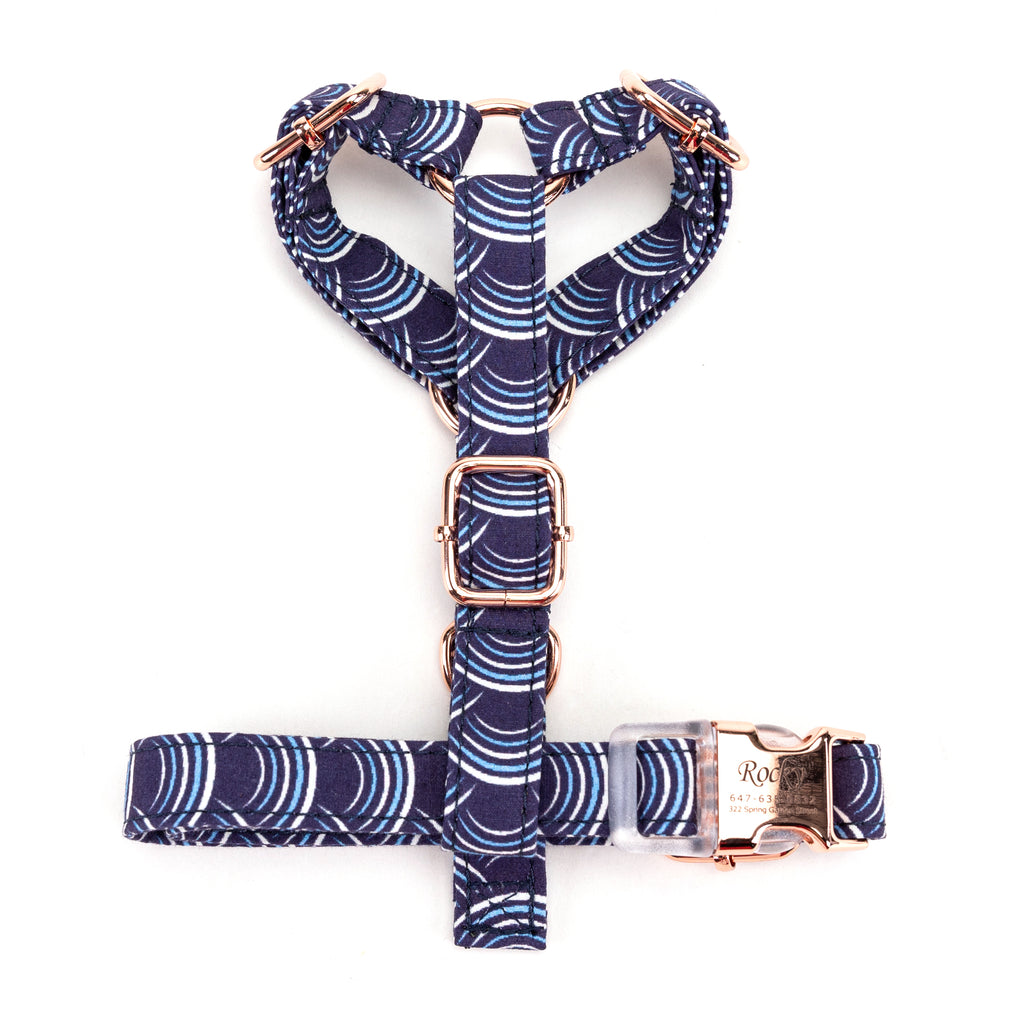 100% Cotton Adjustable No Pull Dog Harness Moon Tide top