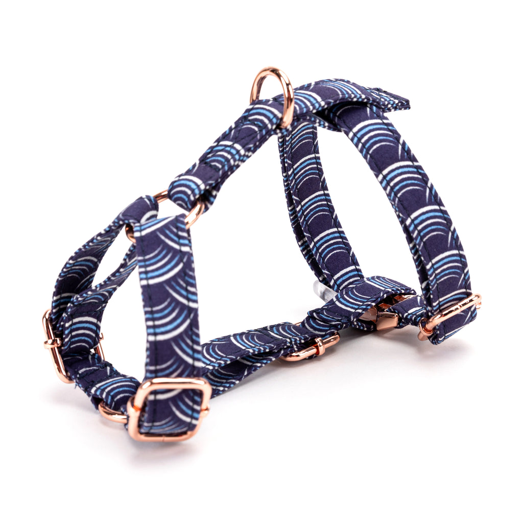 100% Cotton Adjustable No Pull Dog Harness Moon Tide side