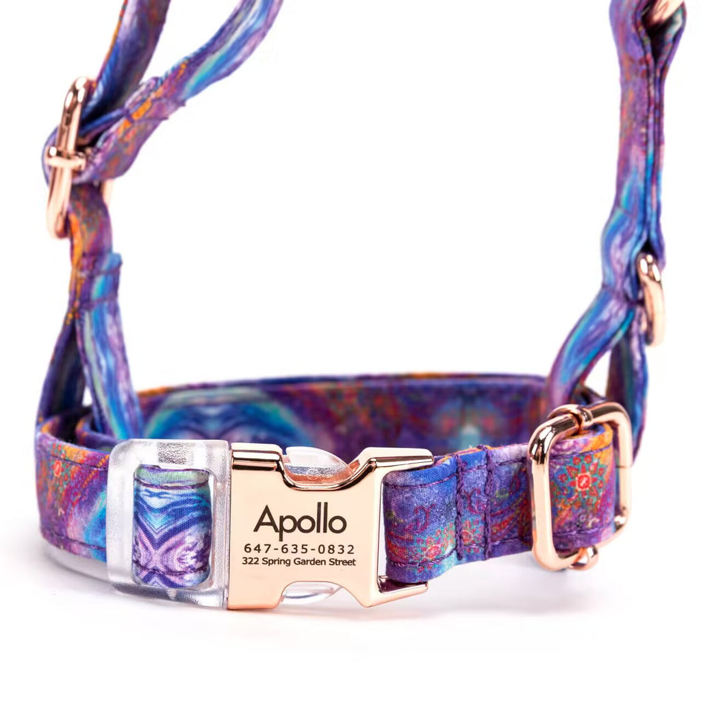 100% Cotton Adjustable No Pull Dog Harness Aurora front