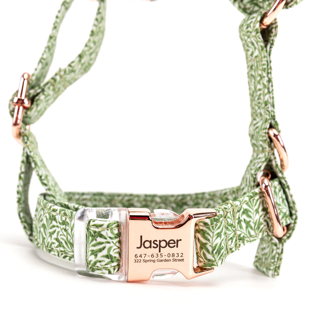 100% Cotton Adjustable No Pull Dog Harness Willow Bough front