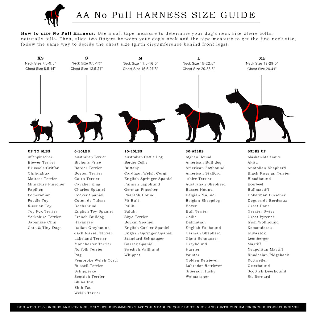 no pull harness size guide