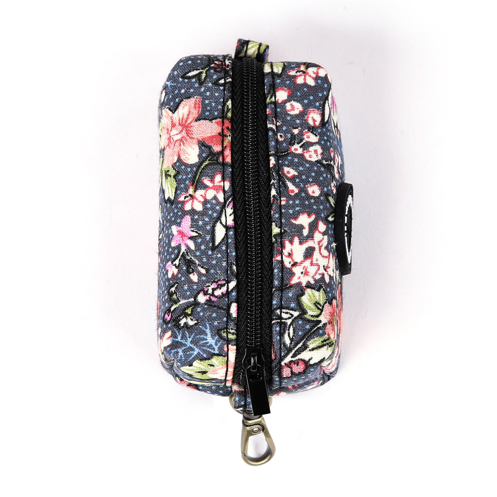 100% Cotton Dog Poop Bag Holder Brass Bouquet Grey top