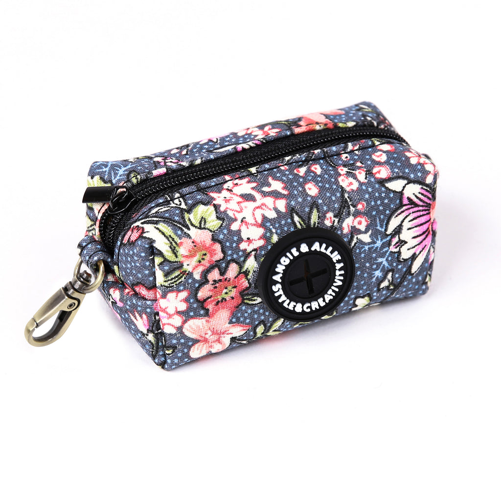 100% Cotton Dog Poop Bag Holder Brass Bouquet Grey side