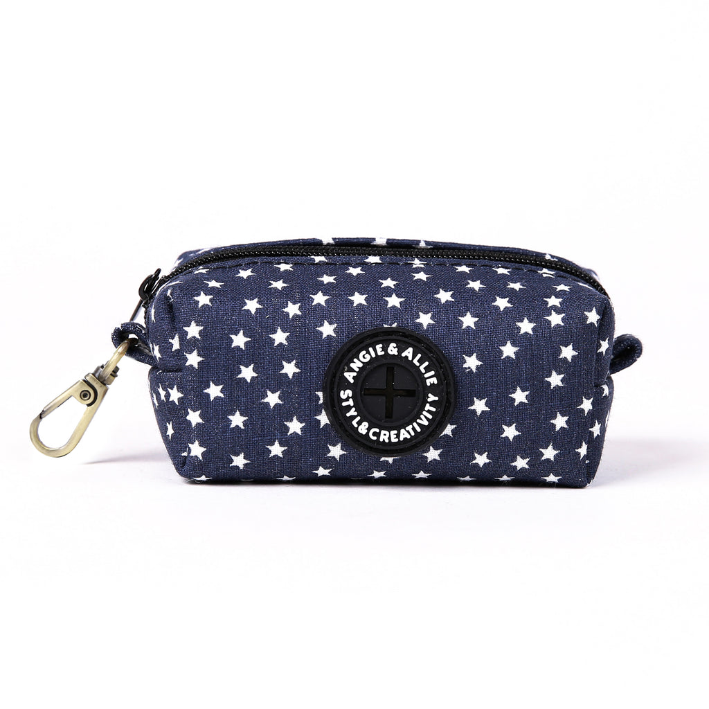 100% Cotton Dog Poop Bag Holder Brass Stars front
