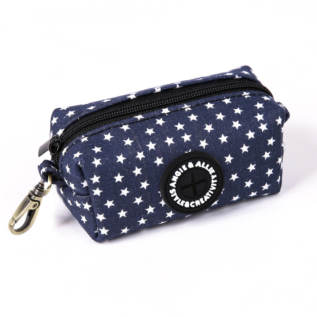 100% Cotton Dog Poop Bag Holder Brass Stars side