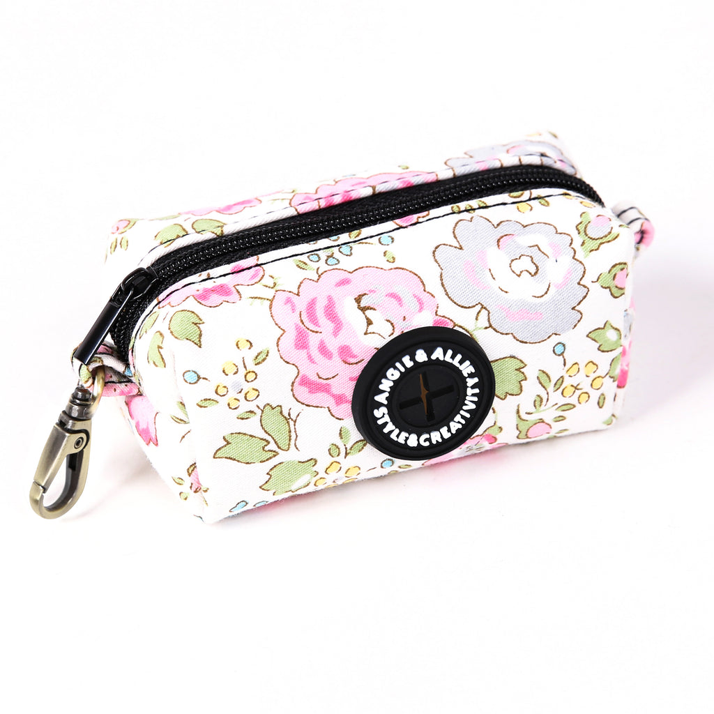 100% Cotton Dog Poop Bag Holder Brass Vintage Rose Pink side