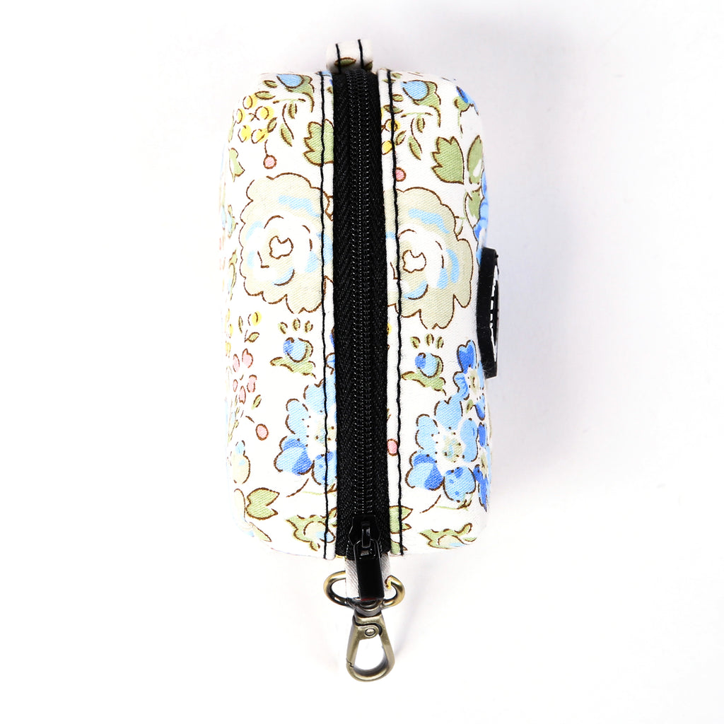 100% Cotton Dog Poop Bag Holder Brass Vintage Rose Blue top