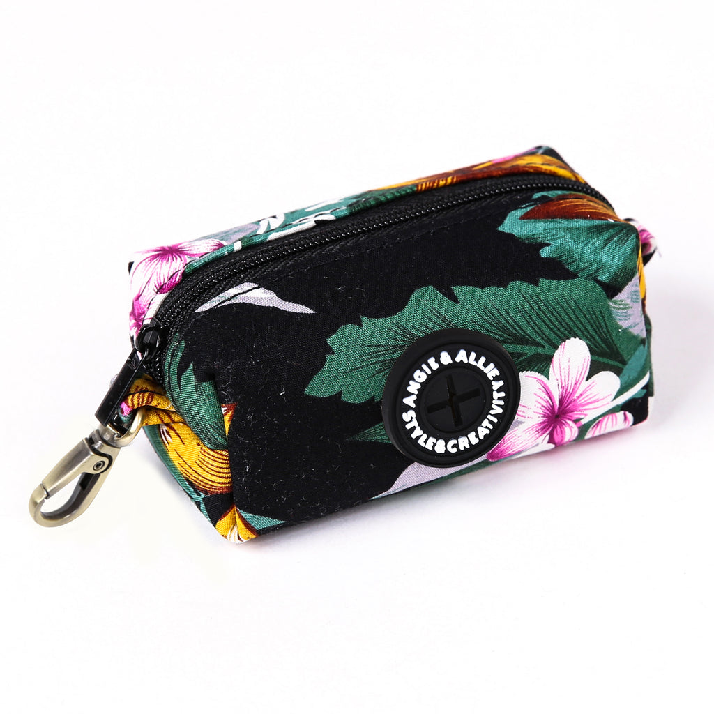 100% Cotton Dog Poop Bag Holder Brass Tropical Night side