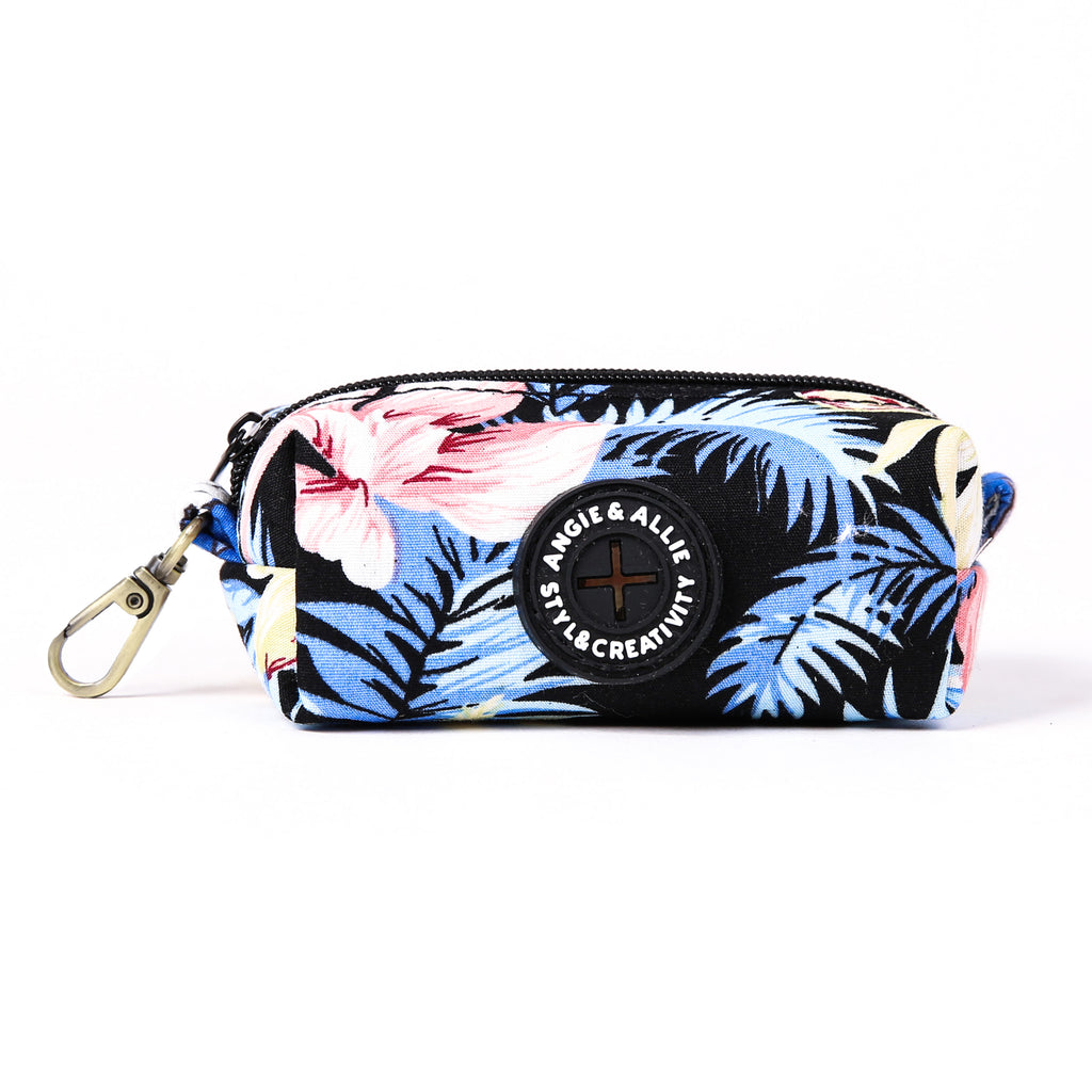 100% Cotton Dog Poop Bag Holder Brass Tropical Pinky front