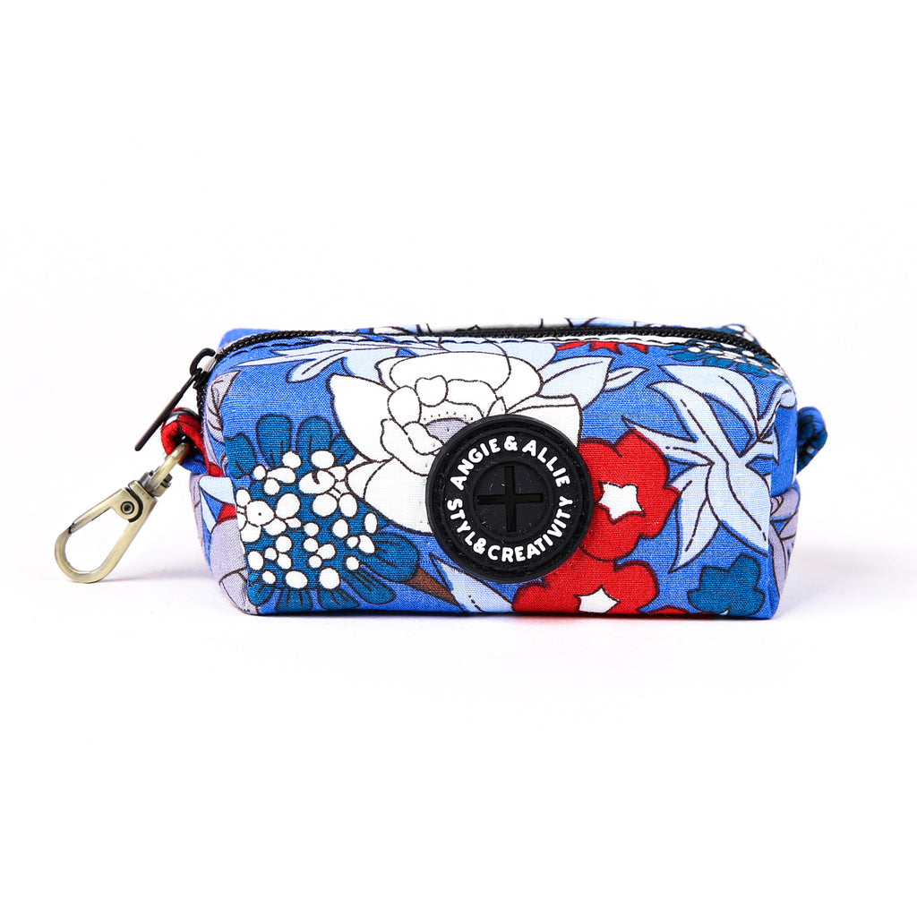 100% Cotton Dog Poop Bag Holder Brass Rhododendron front