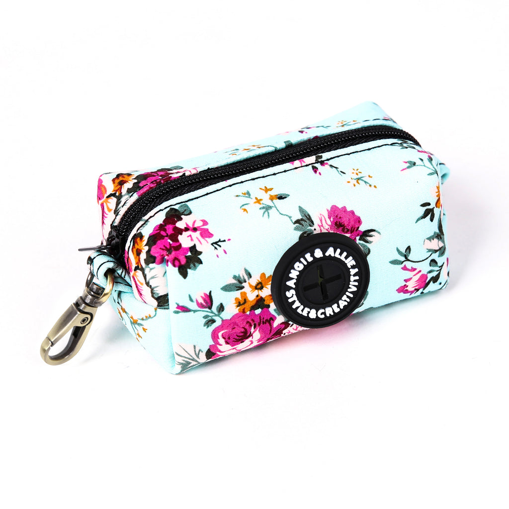 100% Cotton Dog Poop Bag Holder Brass Bouquet Blue side