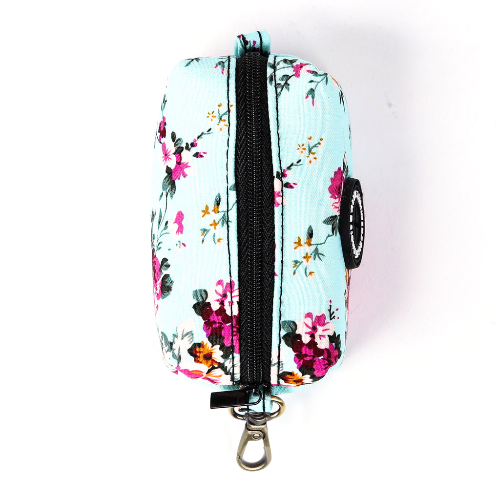 100% Cotton Dog Poop Bag Holder Brass Bouquet Blue top