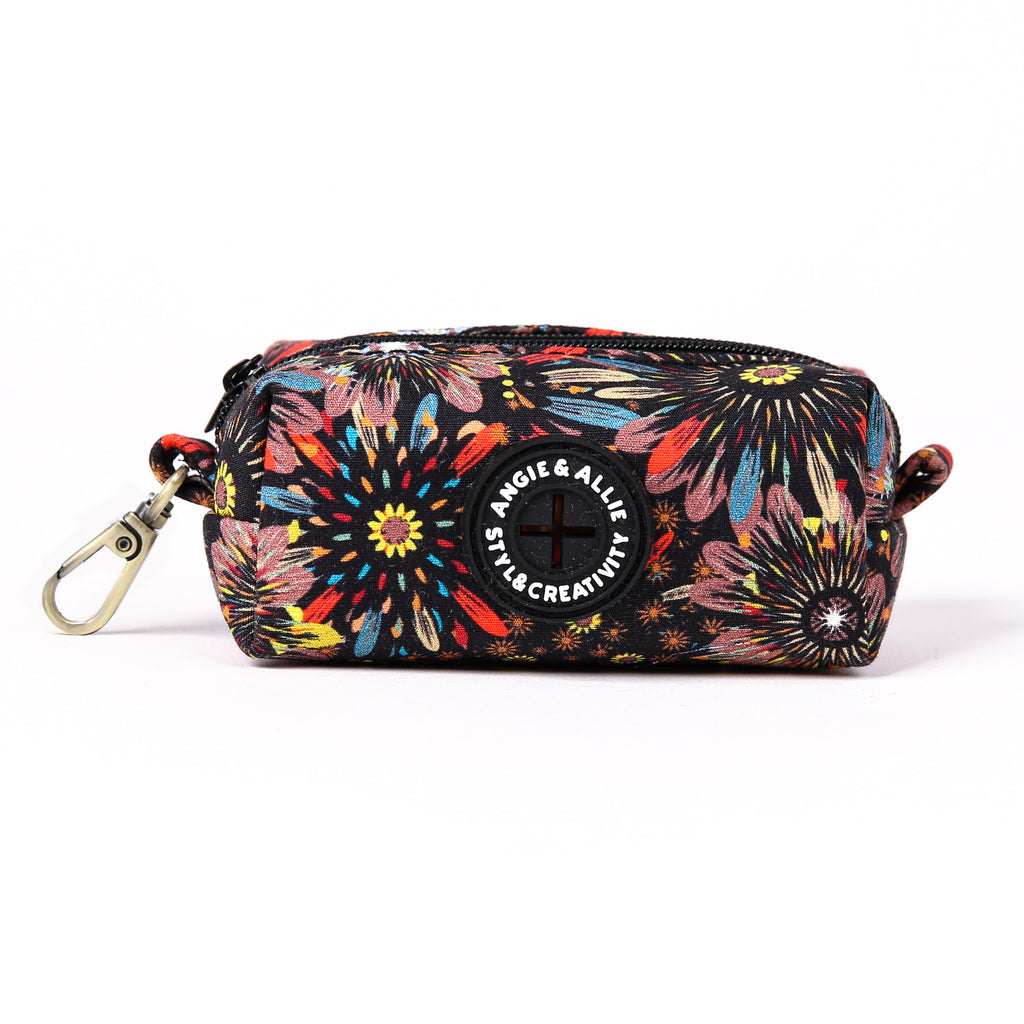 100% Cotton Dog Poop Bag Holder Brass Sunflowers front