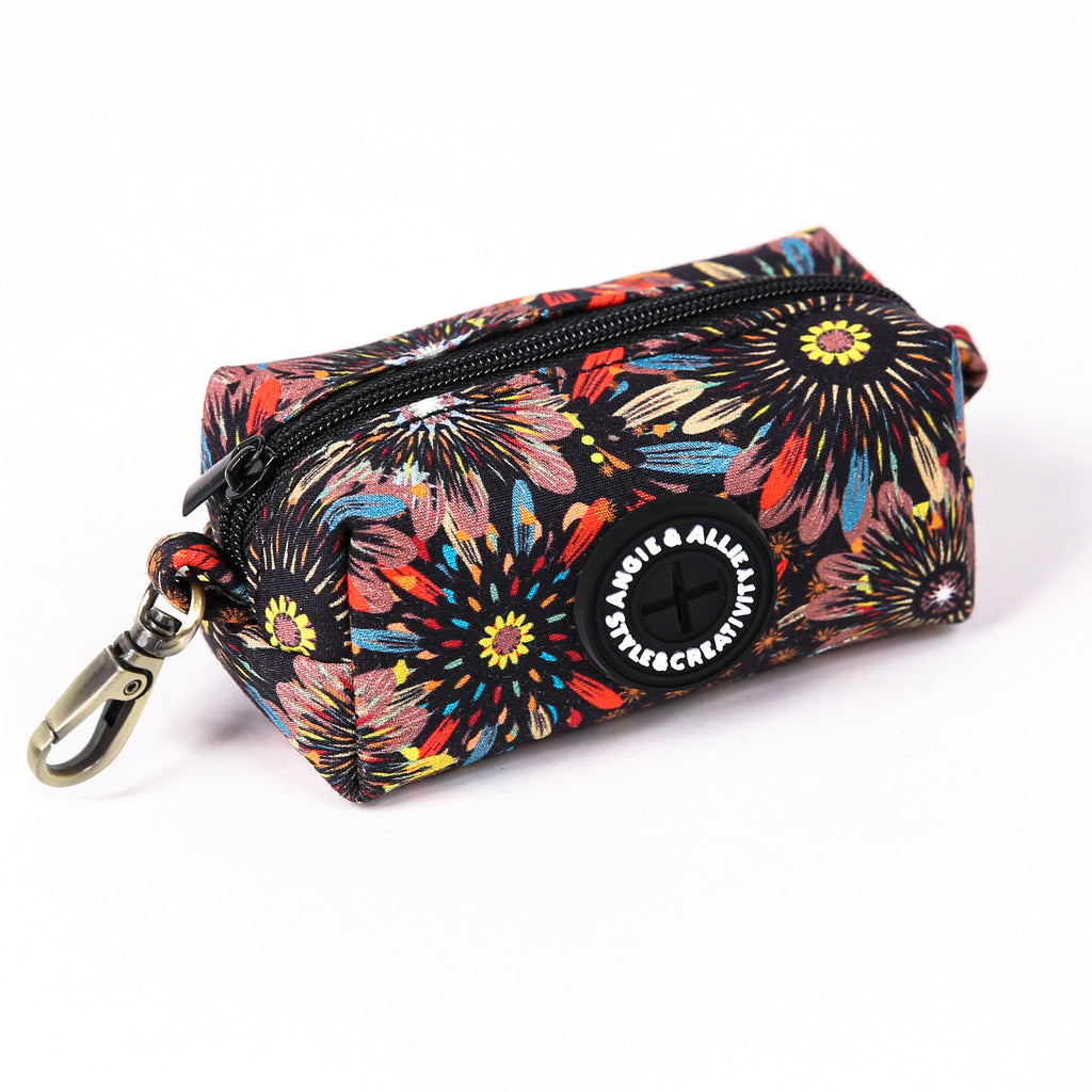 100% Cotton Dog Poop Bag Holder Brass Sunflowers side