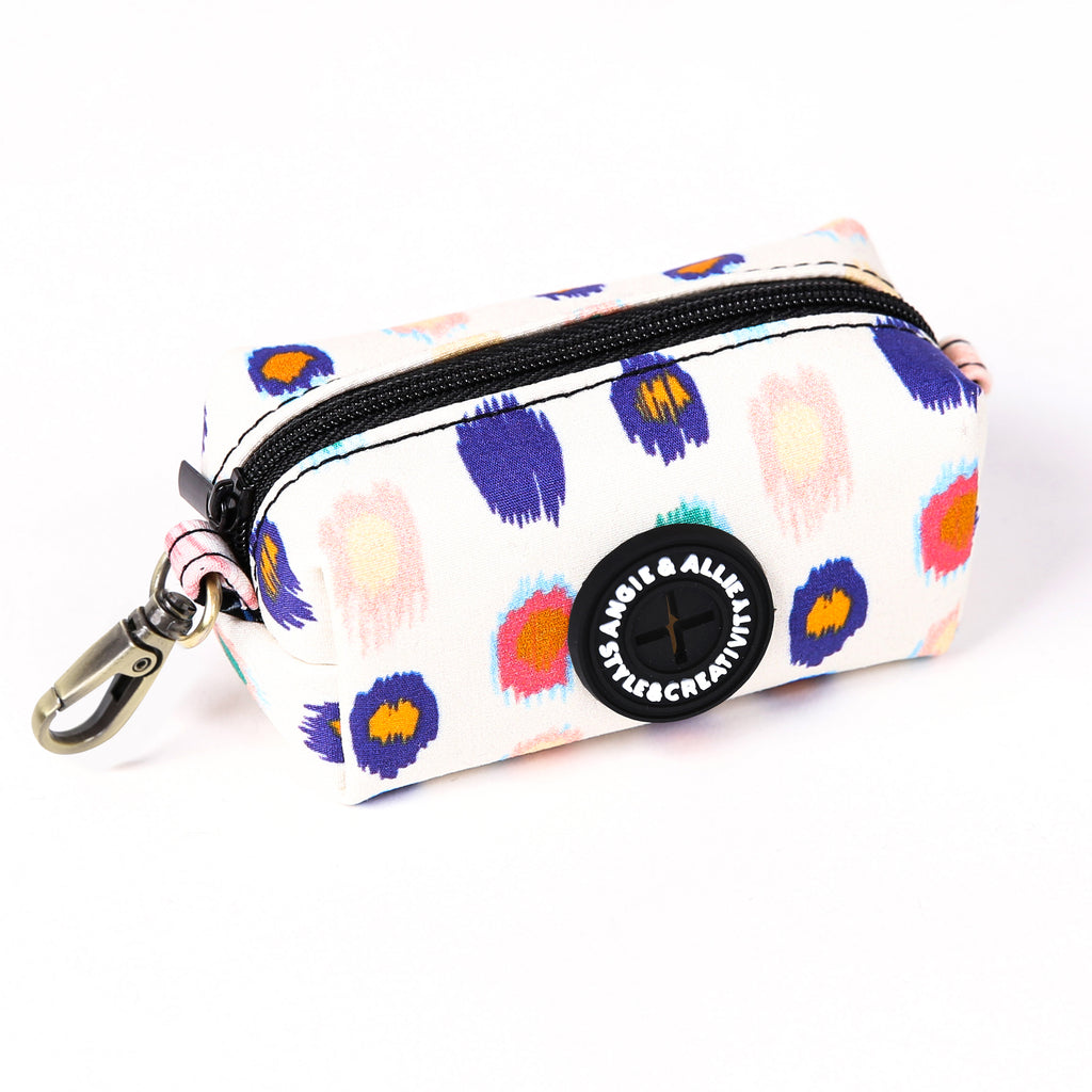 100% Cotton Dog Poop Bag Holder Brass Colorful leopard side