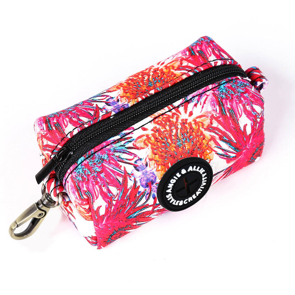 100% Cotton Dog Poop Bag Holder Brass Blooms side