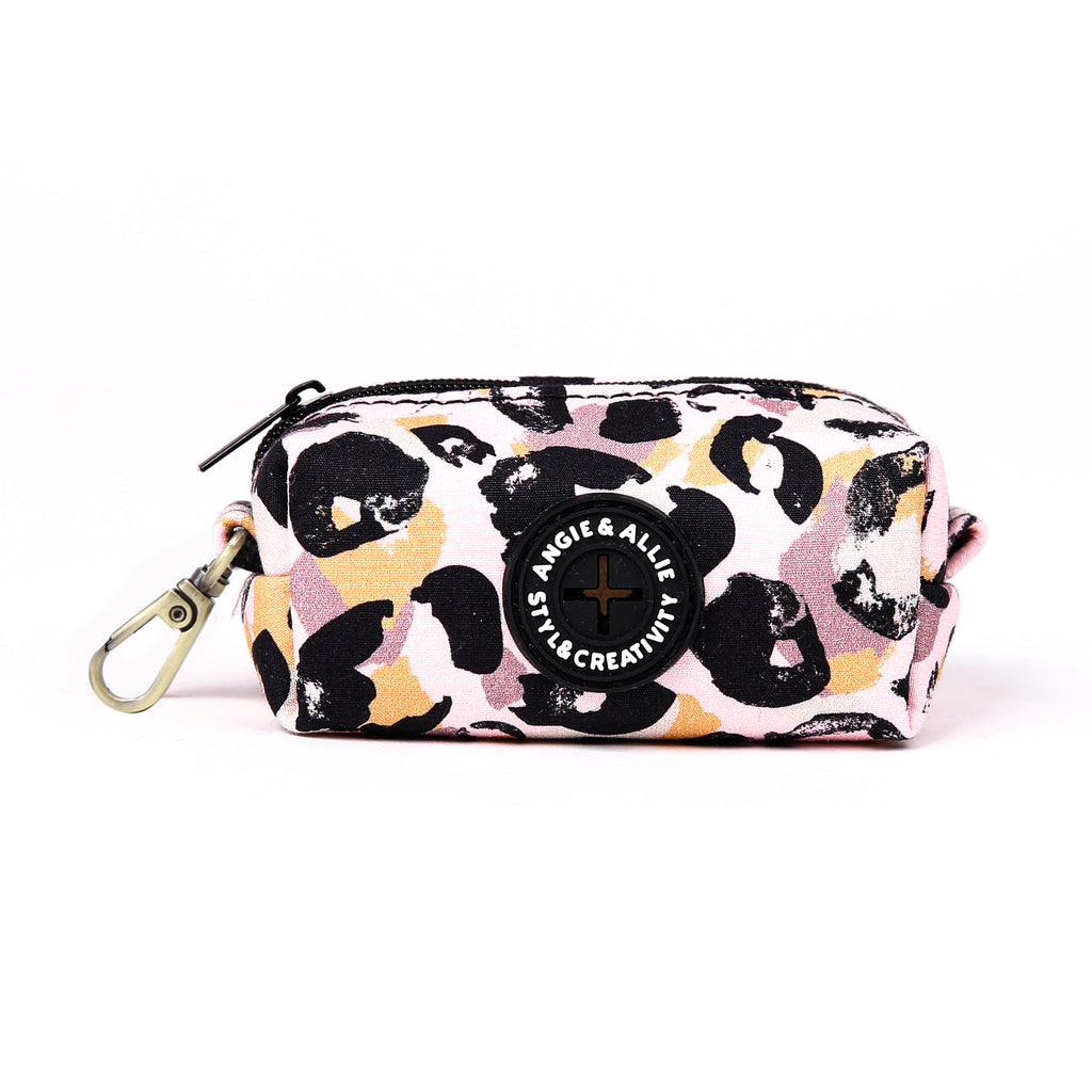 100% Cotton Dog Poop Bag Holder Brass Blooms front